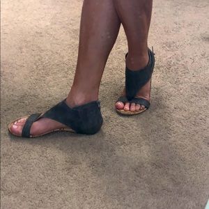 Dark grey suede sandals